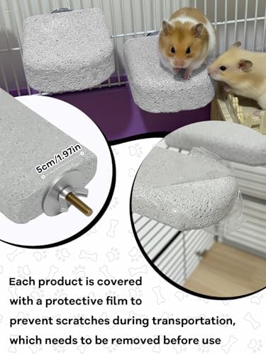 Lava Ledges for Rats 3 Pack Hamster Climbing Ledge Platform Pumice Ledge Shelf Pet Chewing Grinding Toys Small Animals Cage Accessories for Mouse Guinea Pig Gerbil Gray