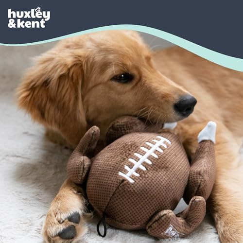 Huxley & Kent Funny Dog Toy w/Squeaker – Thanksgiving Fall Power Plush Squeaky Dog Toys for Small, Medium & Large Dogs – Soft Stuffed Animal for Indoor Play & Fetch - Turkey Bowl, Jumbo