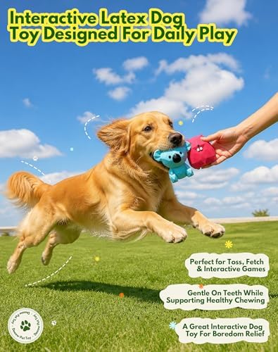 Deeow Soft Latex Dog Toys, Squeaky Puppy Teething Enrichment Toys 2''