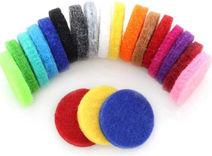 200 Pieces Car Diffuser Aromatherapy Diffuser Necklace Replacement Pads Replacement Felt Pads Essential Oil Diffuser Locket Necklace Refill Pads 17.5mm Diameter Multi-Color
