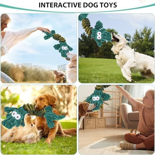 Drmstow Squeaky Dog Toys for Large Dogs, Cute Puppy Toys, Plush Stuffed Pet Dog Toys with Crinkle Paper, Interactive Tug of War Dog Toys to Keep Them Busy for Small Medium Big Dogs