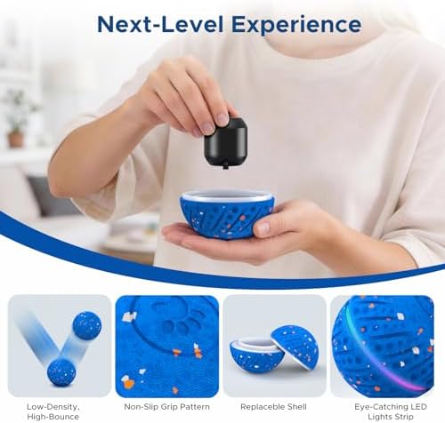 Dog Toys for Small Medium Dog to Keep Them Busy, Smart Interactive Dog Toys, Automatic Moving Bouncy Dog Balls with Lights, Motion Activated Rolling Dog Balls, Mental Stimulation, E-TPU Blue