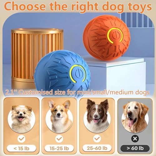 Interactive Dog Ball, Activated Automatic Rolling Ball for Dog, Self Moving Vibrating Smart Jumping Automatic Moving Bouncing and Rotating Balls for Pets (Orange)