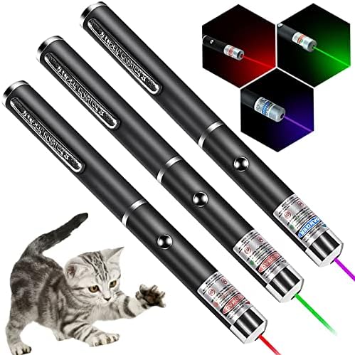 MEUSNO Cat Laser Pointer Toy, 3 Pack Cat Laser Pointer for Cats Dogs Pet Toy Lazer, Blue Green Red Laser Pointer Cat Toys for Pet Indoor Chase Cat Toy Lazer Pointer