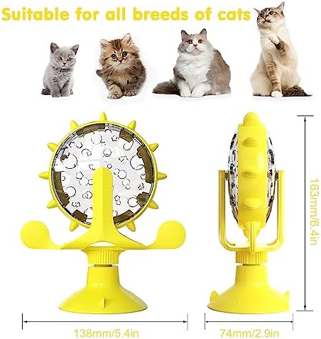 Cat Dog Treat Dispenser Toy - Cat Interactive Feeder (Yellow)