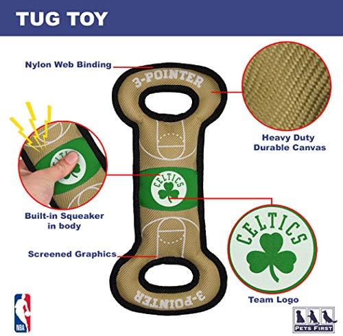Pets First NBA Boston Celtics Field Toy. - Tough Nylon Pet Toy with Double Trim Stitching & Inner Squeaker, One Size, CEL-3030