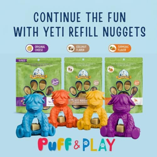 Yeti Puff & Play Interactive Dog Toy, Nugget Treat Dispenser, Blue Yak