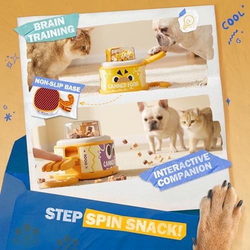 Dog Treat Dispenser Toy, Interactive Dog Enrichment Toy with Adjustable Food Opening, Step & Spin Puzzle Feeder for Mental Stimulation, Non-Slip Slow Feeder Toy for Small & Medium Dogs