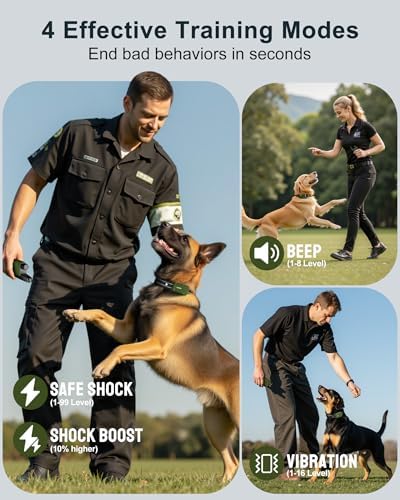 Dog Shock Collar - 4500FT Dog Training Collar with Remote for 10-120lbs Dog | IPX8 Waterproof Electric Dog Collar with 4 Training Modes, Security Lock, Rechargeable eCollar for Small Medium Large Dogs