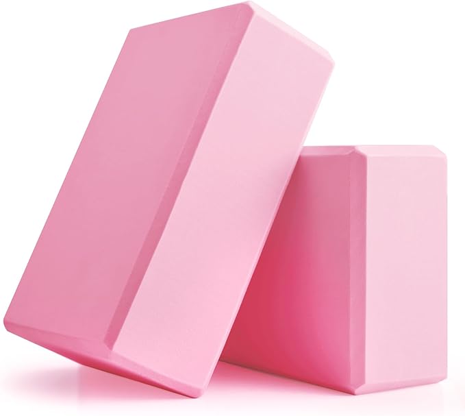 Yoga Blocks 2 Pcs, 9"x6"x3" Yoga Brick Foam Blocks EVA Foam Block Yoga Props Accessories for Yoga Pilates Stretching and Meditation
