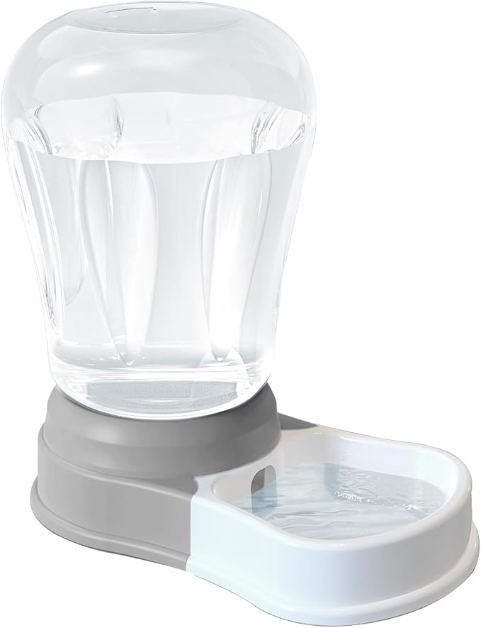 STALTWO 1.6 Gallon Automatic Gravity Dog Water Dispenser, BPA-Free, Grey | Large Capacity Gravity Pet Water Bowl for Multiple Pets, BPA-Free Cat Water Feeder for Large Cats/Dogs, Refill Less Often