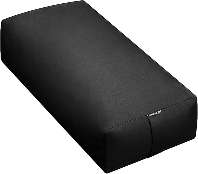 Extra Firm Large Yoga Bolster, 24" x 12" x 6" Cinched OR Zippered Yoga Pillow, Rectangular Cotton Cushion With Removable Cover for Studios, 1 Pack or 2 Pack