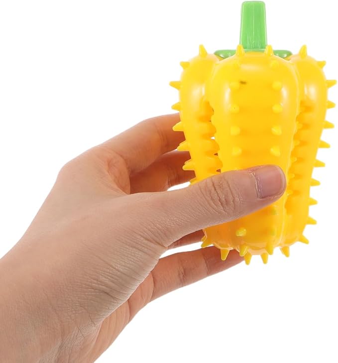 Totority Interactive Pet Food Leaking Ball Toy Chili Shape Dog Treat Dispenser Slow Feeding Chew Toy for Teeth Cleaning Puppy Enrichment Indoor Outdoor 4.33In