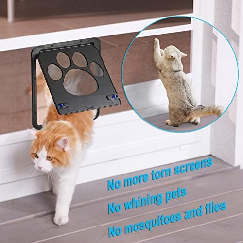 Ownpets Magnetic Cat Screen Door, Lockable Pet Door for Screen Doors | ABS Frame, 8"W x 10.2"H Flap, Auto-Close Magnetic Closure, For Cats & Small Dogs, Indoor Screen Door Use