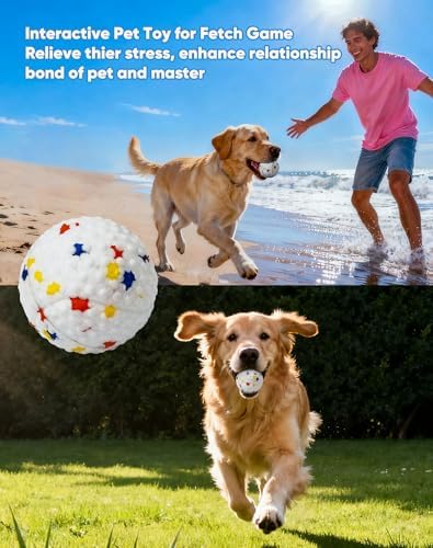 ETPU Squeaky Tennis Ball Interactive Pet Toys for Dog- 2 Pack, Dental Cleaning, Boredom Relieve Water Floating Dog Toy Ball, World Cup Soccer Pool Dog Toy for Erichment Fetch Game on Beach, Lake