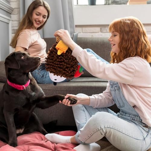 AWOOF Dog Snuffle Toy Dog Enrichment Toys Interactive Puzzle Dog Toys Encourage Natural Foraging Skills Slow Feeder for Training and Stress Relief, Cloth Strip Hiding Food Chew Toys with Squeaky Toy
