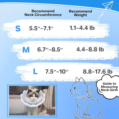 2 Pieces Soft Cat Cone Collar – Adjustable Lightweight Recovery E-Collar to Stop Licking, Scratching & Biting After Surgery, Comfortable Wound Healing Cone Alternative (Blue, S)