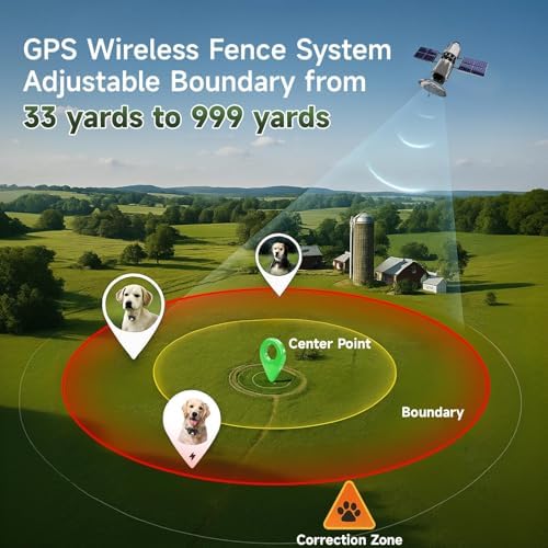 GPS Wireless Dog Fence System & Dog Shock Collar, 2-in-1, No App, Black