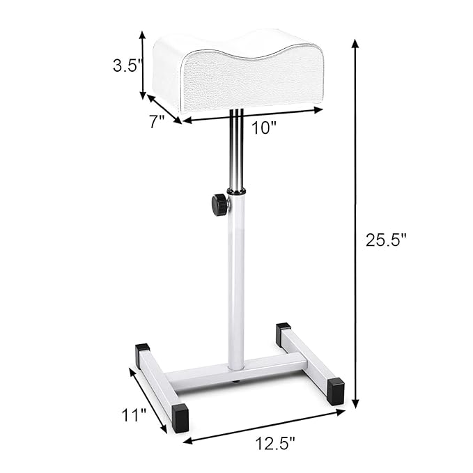 Pedicure Foot Rest,Adjustable Height Pedicure Stool,Pedicure Stand for Home Salon,Tattoo,Nail Tech(White)