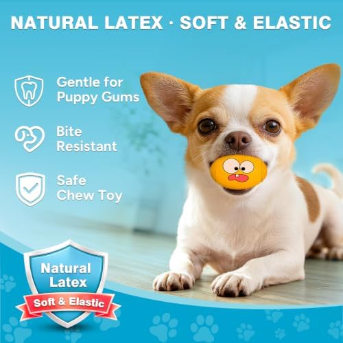 1.5” Squeaky Soft Rubber Football Dog Toy, Bouncy Chew Ball for Tiny Mini Small Breed Puppies (X-Small)