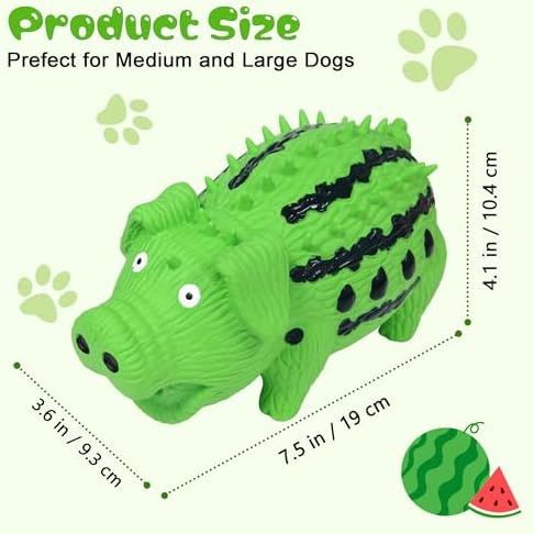 Squeaky Dog Toy Pig, Watermelon-Shaped Pig Dog Toys that Oinks, Natural Latex Dog Toys for Medium Large Dogs Pet Interactive Grunting Pig Dog Toys