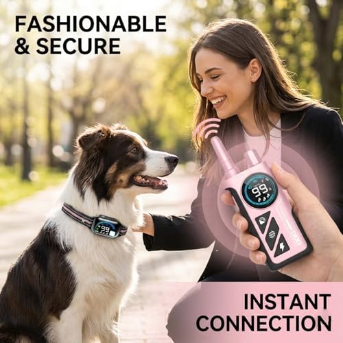 Dog Shock Collar with Remote Control, Shock Collar for Dogs, Pink
