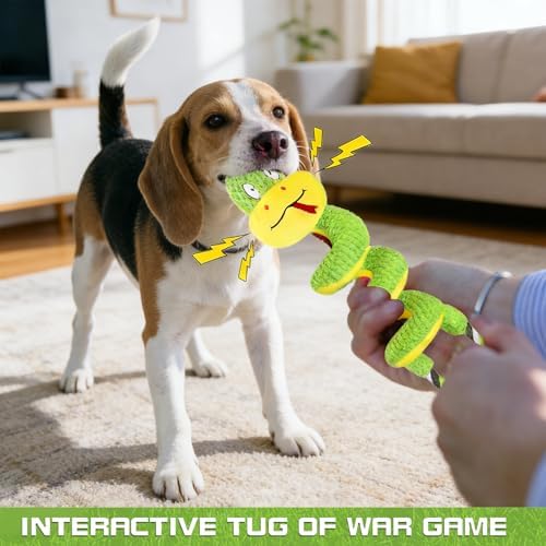 Chew Resistant Dog Rope Toy, Squeaky Crinkle Interactive Toy