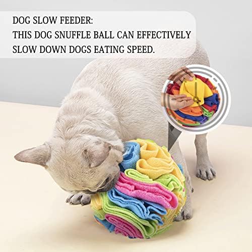 WishLotus Plush Snuffle Ball, Interactive Dog Brain Stimulating Puzzle Toys for Dogs Enrichment Game Feeding Mat Slow Feeder Stress Relief Toy (Candy)
