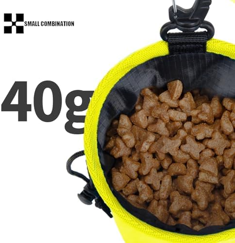 Dog Treat Pouch,Portable Puppy Dog Training Treat Bag,Hand Free Dog Walking Bag,Pet Feed Snack Reward Pocket,Dog Food Dispenser for Pet Puppy Travel or Outdoor Use (Lemon Yellow)