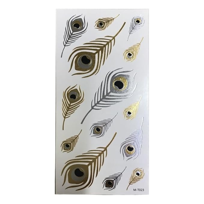 Premium Temporary Tattoos for Women, Body Art Decals, Waterproof Decorative Transfer Stickers (Feather golden)
