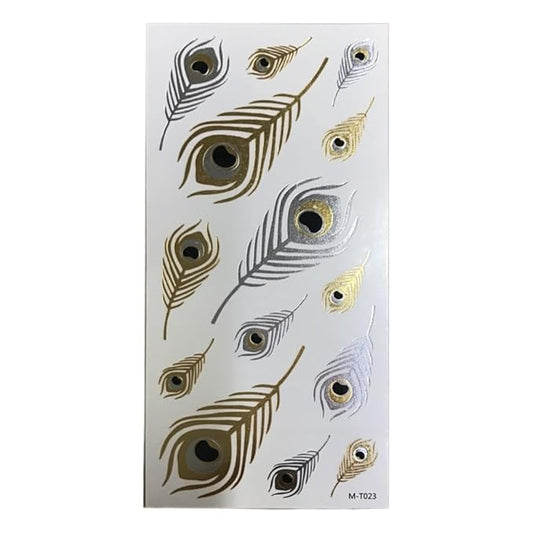 Premium Temporary Tattoos for Women, Body Art Decals, Waterproof Decorative Transfer Stickers (Feather golden)