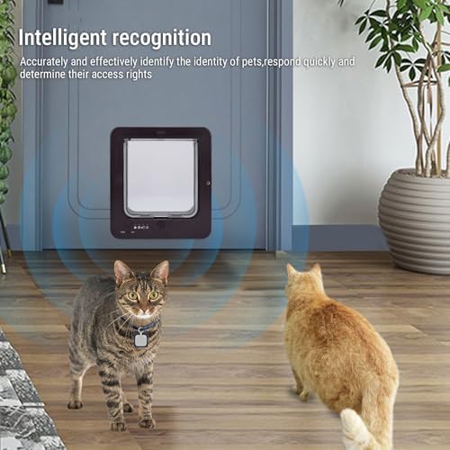 Smart Cat Door with Collar Sensor, Automatic Pet Door with Remote Control for Kitty Kittens Doggie, 4 Way Locking Cat Flap for Walls Exterior Interior Toilet