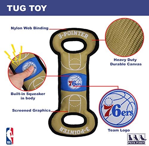Pets First NBA Philadelphia 76ERS Field Toy. - Tough Nylon Pet Toy with Double Trim Stitching & Inner Squeaker, One Size, 76R-3030