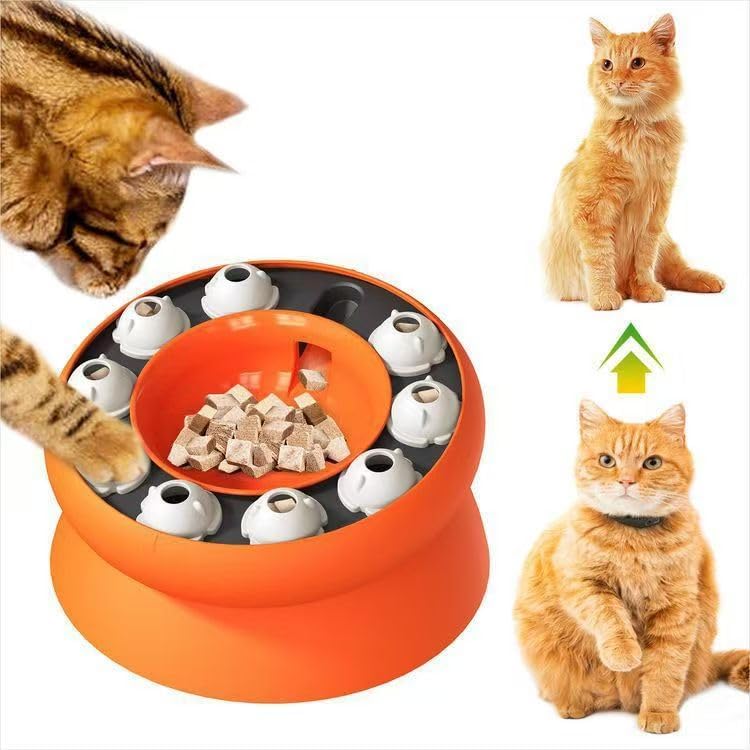 Cat Puzzle Feeder, Puzzles Cats Slow Feeder Treat Dispenser for Indoor Cats, Mental Stimulation Slow Feeder Cat Bowl, Reduce Boredom and Anxiety