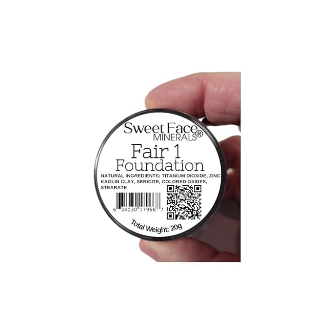 FAIR 1 FOUNDATION (20g Mid Size Sifter Jar) – Mineral Foundation Powder – Soft Matte Finish, Lightweight Long Lasting Coverage – Sweet Face Minerals SPF 30