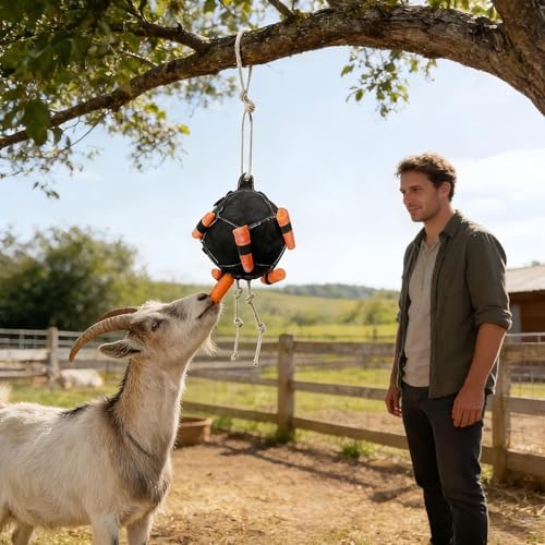 Fun Horse Carrot Feeder, Interactive Horse Treat Feeding Ball Toys, Adjustable Enrichment Carrot Slow Dispenser for Horses Cattle Sheep Goat Barn Farm Livestock