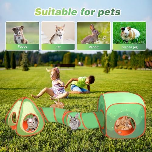 Rypet Cat Toy Tunnel and Cubes Bundle, Play Tubes for Indoor Cats, Green