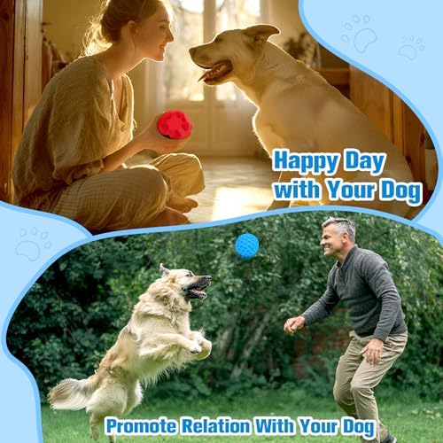 2 Pack Dog Toy Balls for Aggressive Chewers, Treat Ball and Squeaky Ball | Interactive Squeaky Dog Balls and Treat Dispensing Ball to Keep Them Busy, Chew Toys for Large Dogs, Enrichment Toy