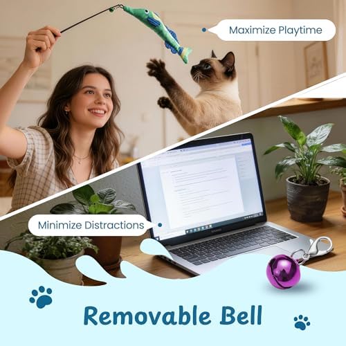 Catnip Toys, [12000mg] Extra Large Toys for Indoor Cats with Removable Bell, 100% Natural North American Catnip Floppy Fish Cat, Crinkle Sound & Soft Cotton-Free Surface