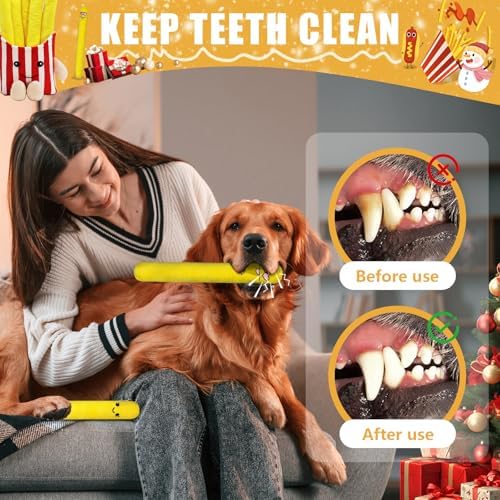 YZHDUXIU Dog Squeak Toys 5 Pack Christmas French Fry Plush Chew Small Dogs