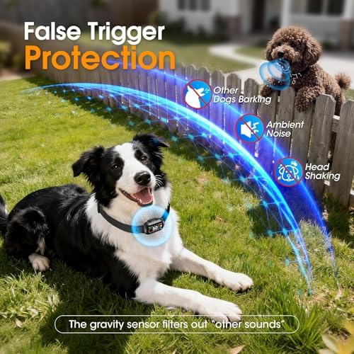 Dog Bark Collar for Small Medium Large Dogs 10-100lbs, Automatic Bark Device with Anti-False Trigger & Bark Count Tracking, 4 Training Modes and 8 Sensitivity to Effectively Stop Barking, Black