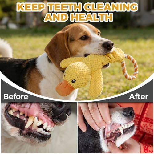 Mihachi Squeaky Dog Toys, Plush Stuffed Puppy Toys with Crinkle Paper-Tug of War Dog Toys for Small, Medium and Large Dogs Duck Interactive Squeaky Pet Toys to Keep Them Busy, Cute Duck