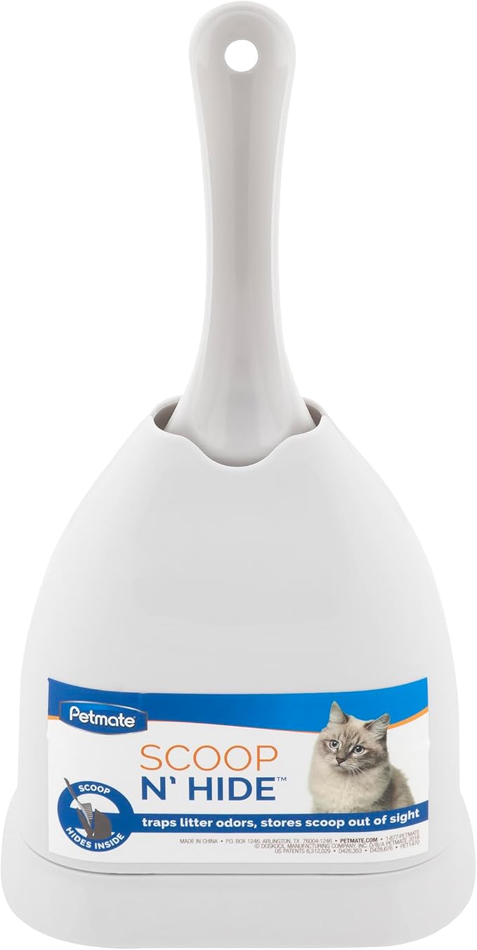 Petmate Scoop N' Hide Cat Litter Scoop, White | with Discreet Litter Scoops Holder