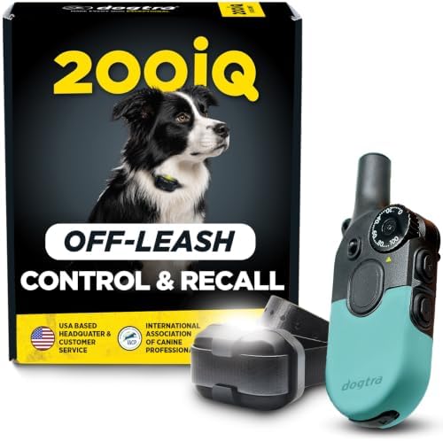 Dogtra 200iQ Remote Training E Collar – 100 Levels, Tone, Vibration, 1/2 Mile Range – Compact, Waterproof, One-Handed Control for Dogs 10 lbs+ – Lightweight Daily Training – Slip Resistant Teal