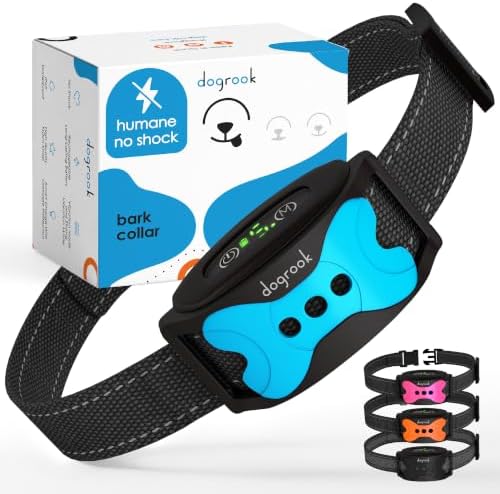 Dogrook Humane No Shock Rechargable Beep & Vibration Bark Collar for Dogs