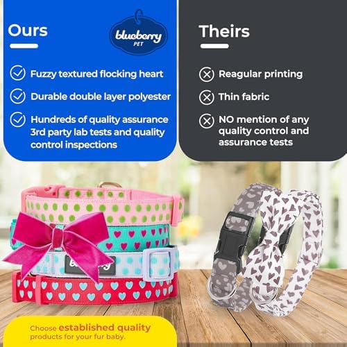 Blueberry Pet Adjustable Flocking Dog Collar with Detachable Velvety Bowtie - Heart in Gothic Grape