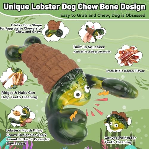 BIKIISEN Squeaky Dog Toys for Aggressive Chewers for Large Chew Toys