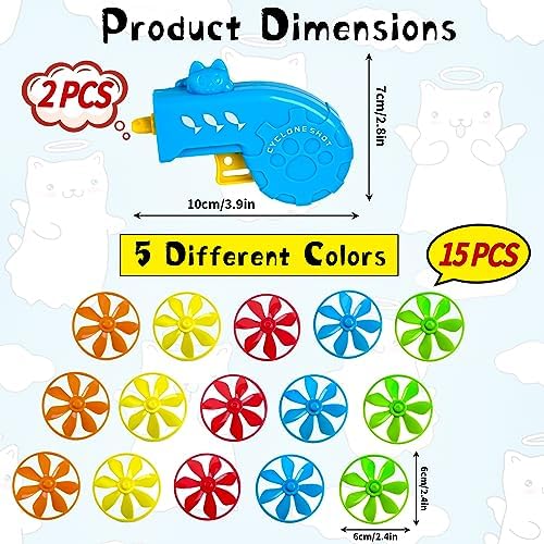 KIMOBER 17Pcs Cat Fetch Toy, Kitten Interactive Tracking Toys with 15Pcs Colorful Flying Propellers for Pets Cat Hunting Chasing Training Exercise