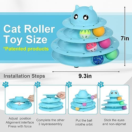 UPSKY 24 PCS Cat Toys Set with Teaser, Mice, Spring, and Various Ball Toys | Puzzle Kitten Toys, Sturdy Structure, Detachable Design, Easy to Assemble, Anti-Slip, Reduces Boredom for Indoor Cats