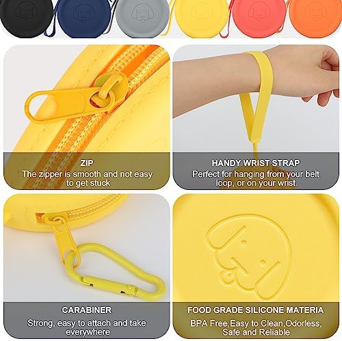 WALLFID Silicone Dog Treat Pouch Small Bag,with Pet Training Clicker,Walking Bag for Dog and Cat, Pocket Size, Easy to Clean, Odorless, Zipper Design,Moisture-Proof,Travel Walking Bag.(Navy Blue)